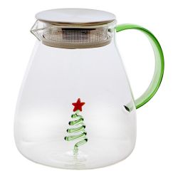 Théière Nelya en verre et en inox - Gingerman ou Sapin ou Sucre d'orge ou Couronne de Noël
