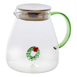 Théière Nelya en verre et en inox - Gingerman ou Sapin ou Sucre d'orge ou Couronne de Noël
