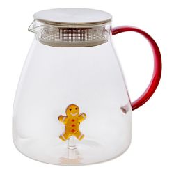 Théière Nelya en verre et en inox - Gingerman ou Sapin ou Sucre d'orge ou Couronne de Noël