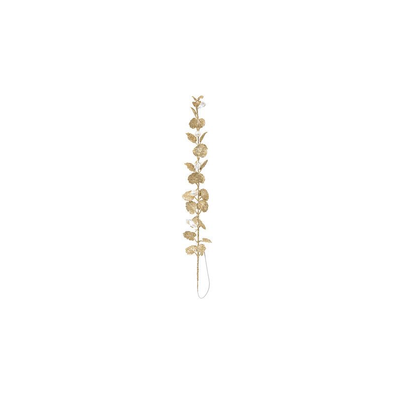 Suspension de Noël - Sujet feuille avec perles doré - 35cm