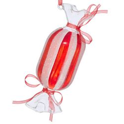 Suspension de Noël en verre - Bonbon rayé rouge - 13cm