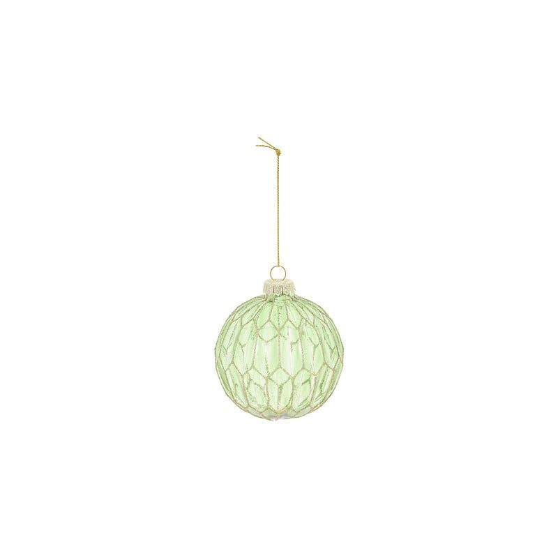 Boule de Noël en verre - Hexagones verts - D8cm