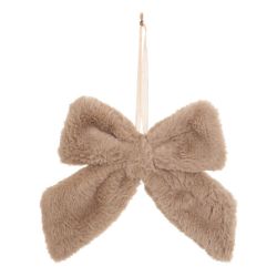 Suspension de Noël - Nœud fourrure Marron OU Beige - 15x23cm