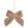 Suspension de Noël - Nœud fourrure Marron OU Beige - 15x23cm