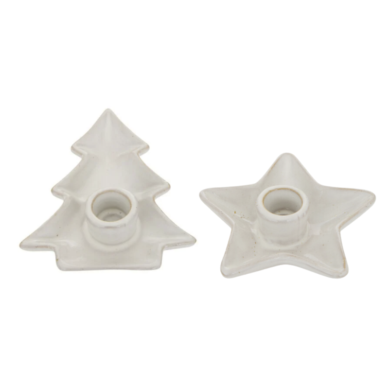 Bougeoir en céramique - Etoile OU Sapin - 13cm