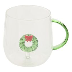 Mug de Noël en verre - Nelya Gingerman ou Sapin ou Sucre d'orge ou Couronne de Noël - 40cl
