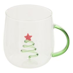 Mug de Noël en verre - Nelya Gingerman ou Sapin ou Sucre d'orge ou Couronne de Noël - 40cl