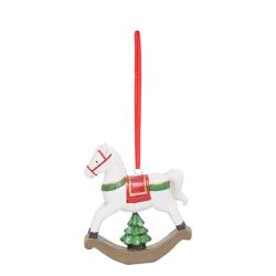 Suspension de Noël en résine - Cheval à bascule OU Bonhomme de neige OU Sapin Cadeau OU Ourson - H8.5cm