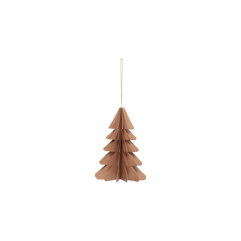 Suspension de Noël en papier - Sapin origami beige - 15cm