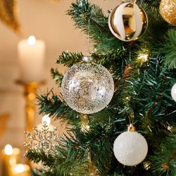 Boule de Noël en verre - Irisée avec picots - D10cm