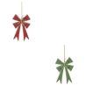 Suspension de Noël en métal - Nœud double Vert OU rouge - 15cm