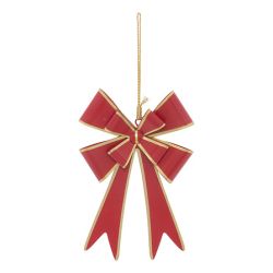 Suspension de Noël en métal - Nœud double Vert OU rouge - 15cm