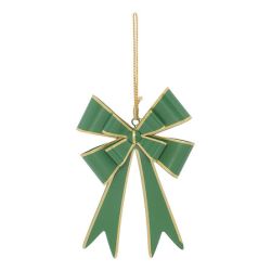 Suspension de Noël en métal - Nœud double Vert OU rouge - 15cm