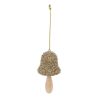 Suspension de Noël en bois - Champignon paillette doré (3 formes différentes au choix)- 9cm