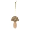 Suspension de Noël en bois - Champignon paillette doré (3 formes différentes au choix)- 9cm