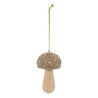 Suspension de Noël en bois - Champignon paillette doré (3 formes différentes au choix)- 9cm
