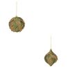 Suspension de Noël en polystyrène - Sujet pétales vert doré (Boule ou Goutte)- 8cm