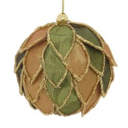 Suspension de Noël en polystyrène - Sujet pétales vert doré (Boule ou Goutte)- 8cm