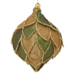 Suspension de Noël en polystyrène - Sujet pétales vert doré (Boule ou Goutte)- 8cm