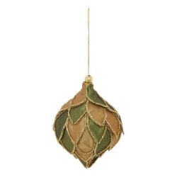 Suspension de Noël en polystyrène - Sujet pétales vert doré (Boule ou Goutte)- 8cm