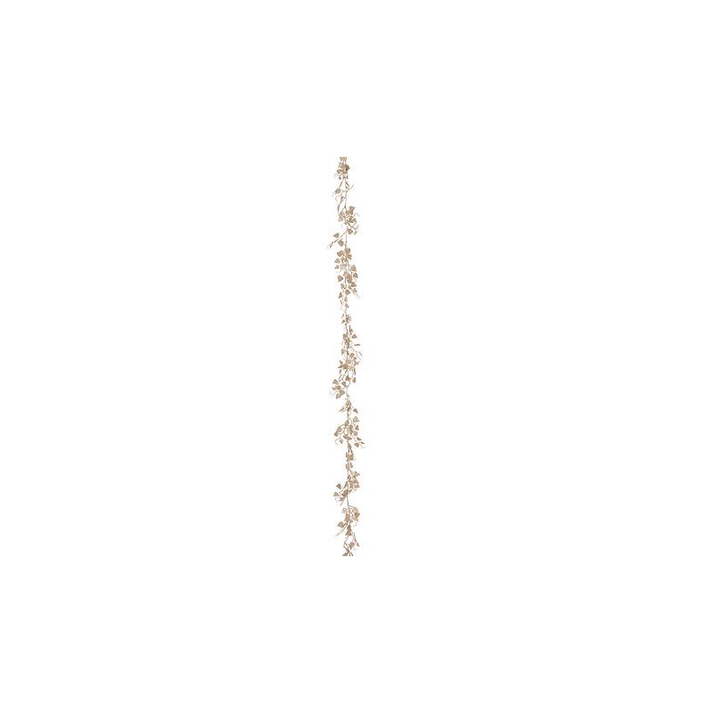 Guirlande de Noël en plastique - Petites feuilles dorées - 180cm