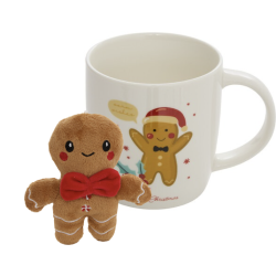 Coffret Mug de Noël 38cl avec peluche - Renne OU Gingerman