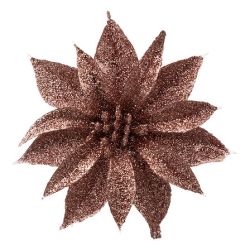 Suspension de Noël - Set de 3 Fleurs roses pailletées - 9.5cm