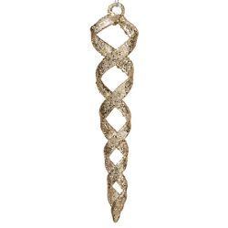 Suspension de Noël en verre - Goutte striée dorée - 17cm