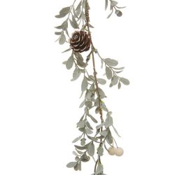 Guirlande de Noël en plastique - Feuillage et pomme de pin - 110cm