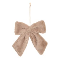 Suspension de Noël - Nœud fourrure Marron ou Beige - 20x63cm