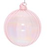 Boule de Noël en verre - Striée rose - D8cm