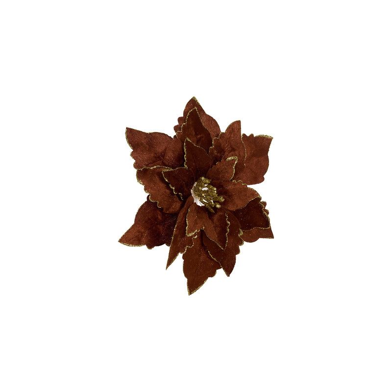 Suspension de Noël - Poinsettia Velours cuivre - 24cm