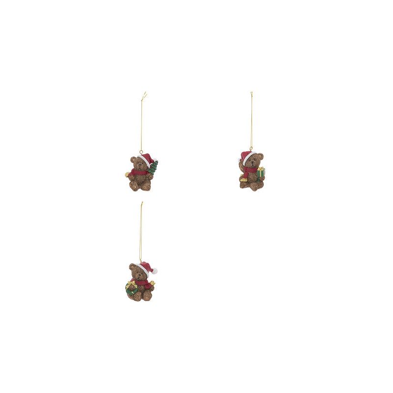 Suspension de Noël en résine - Ourson bonnet - 6cm