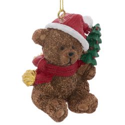 Suspension de Noël en résine - Ourson bonnet - 6cm