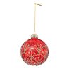 Boule de Noël en verre - Art Déco rouge - D8cm