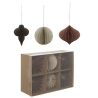 Suspension de Noël en papier - 6 Sujets marron et beige - 8cm