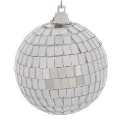 Boule de Noël en polystyrène - À facettes argentées - D8cm