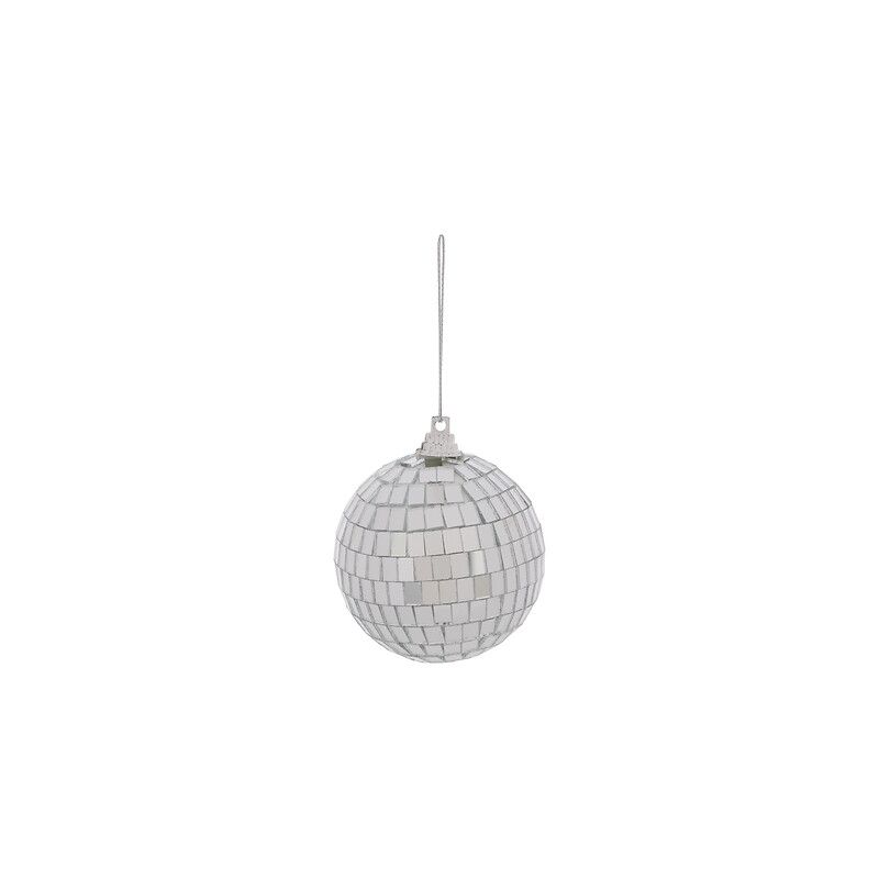 Boule de Noël en polystyrène - À facettes argentées - D8cm