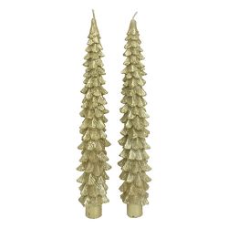 2 Bougies bâton - Sapin doré
