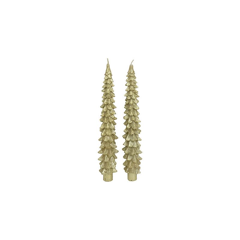 2 Bougies bâton - Sapin doré