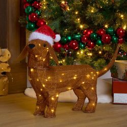 Décoration lumineuse intérieure 40 LED - Chien Teckel de Noël