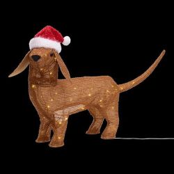 Décoration lumineuse intérieure 40 LED - Chien Teckel de Noël
