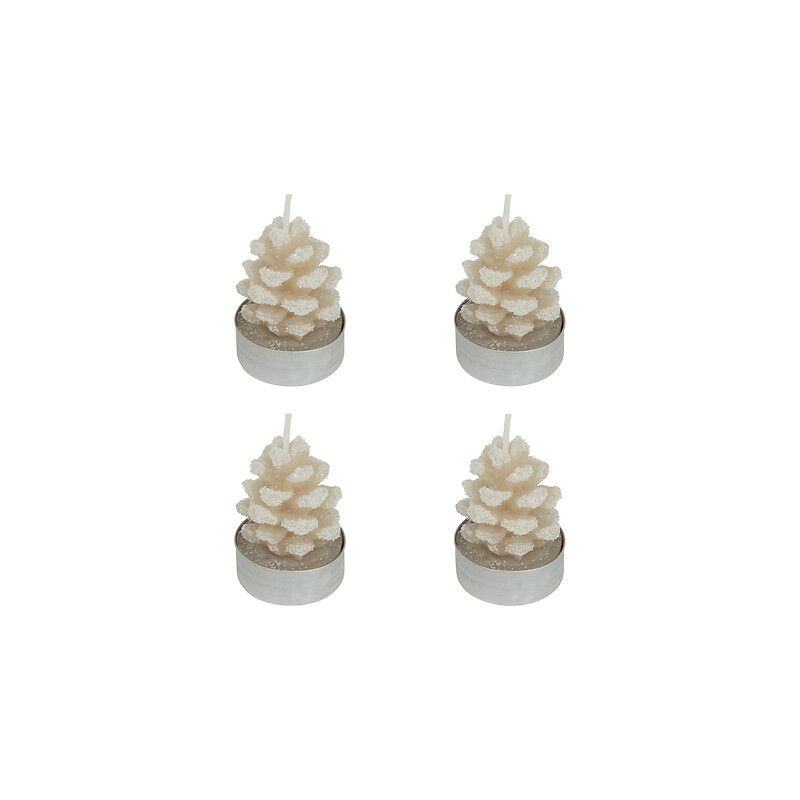 4 Bougies Chauffe-plat - Pommes de pin enneigée