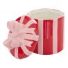 Boîte cadeau en céramique rayée rouge et rose - H20cm