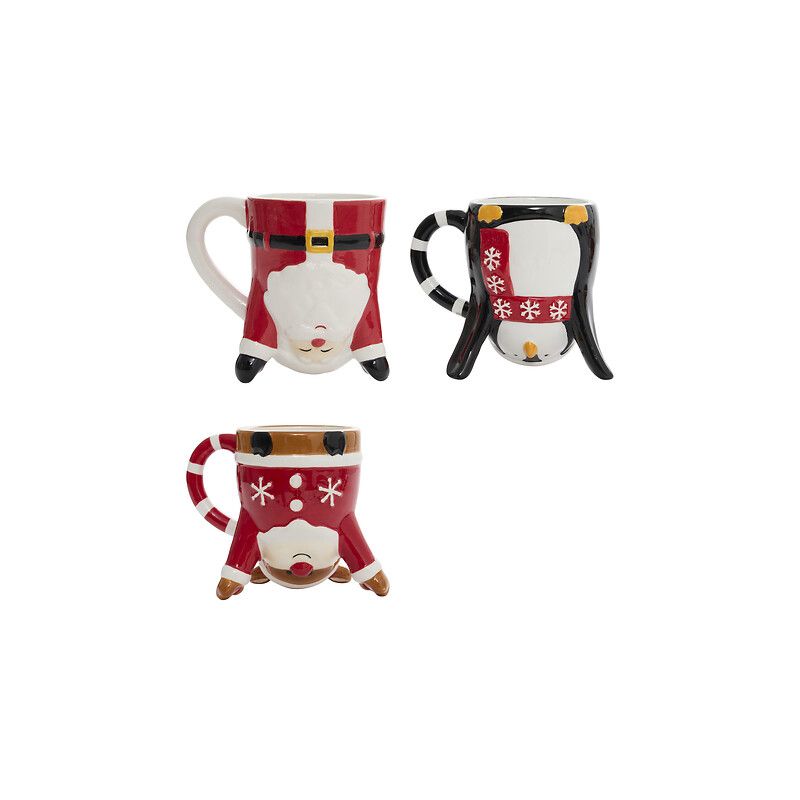 Mug de Noël - Personnage inversé (Père Noël OU Pingouin OU Renne) 35cl