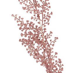 Guirlande de Noël en plastique - Feuillage rose pailleté - 180cm