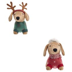 Peluche Chien Teckel de Noël Rouge ou Vert