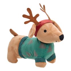 Peluche Chien Teckel de Noël Rouge ou Vert