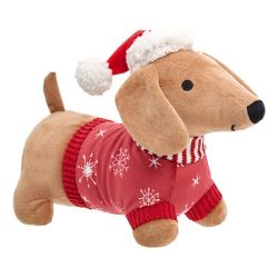 Peluche Chien Teckel de Noël Rouge ou Vert