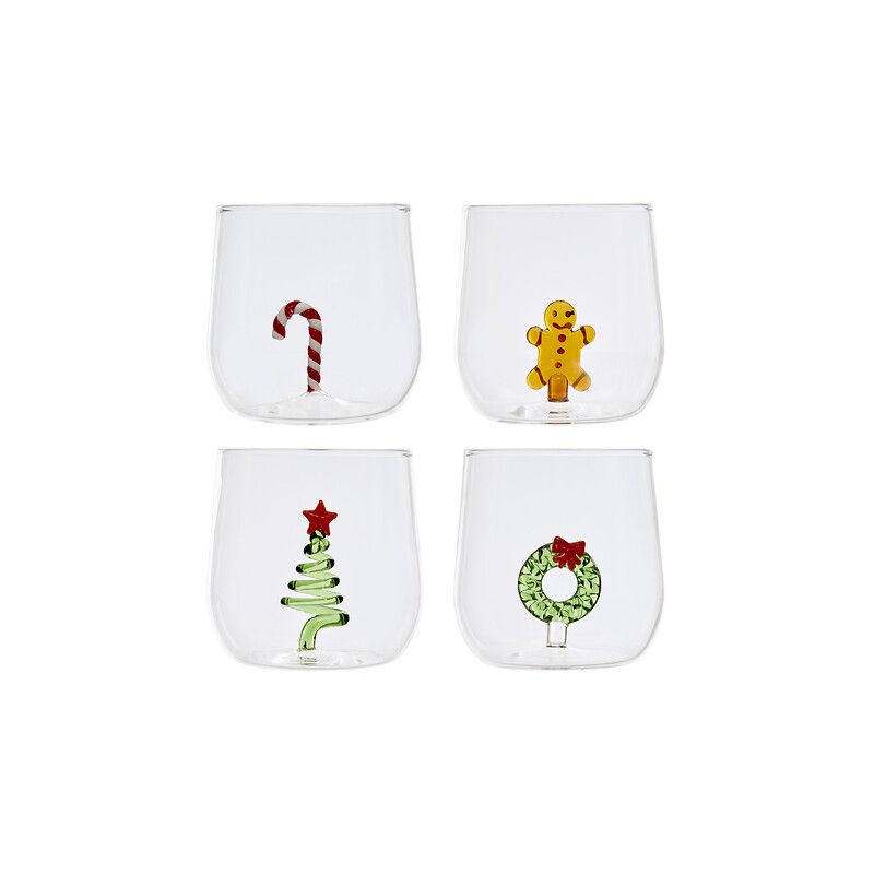 Gobelet en verre de Noël Nelya 40cl - Gingerman OU Sapin OU Sucre d'orge OU Couronne de Noël